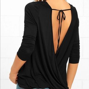 Lulus Twist in Time Black Long Sleeve Top